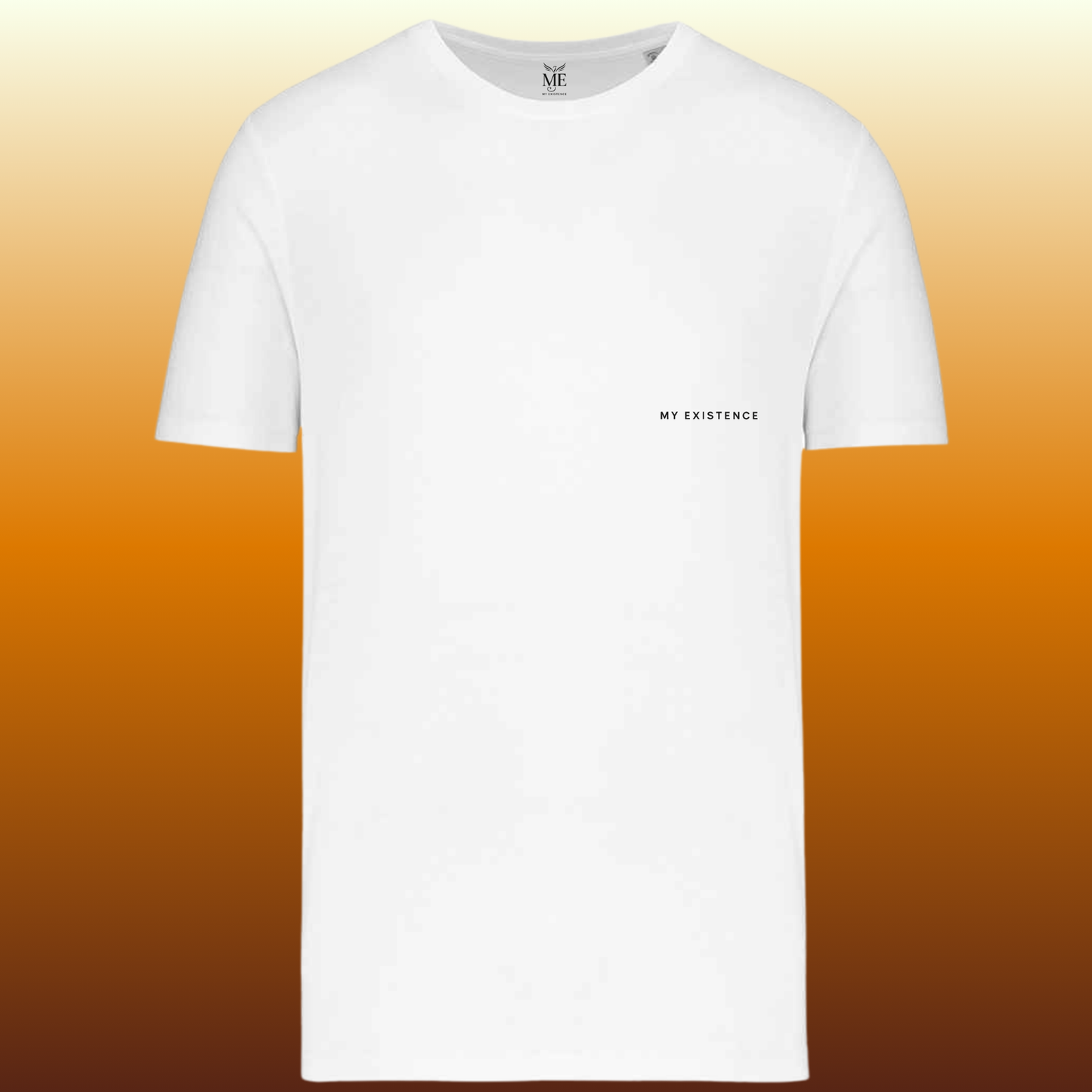ME | Unisex Round Neck T-Shirt White/Navy– “Discipline. Darkness. Design.” (Back Print) | Dark Aesthetic, Existential Quote, Minimalist Streetwear